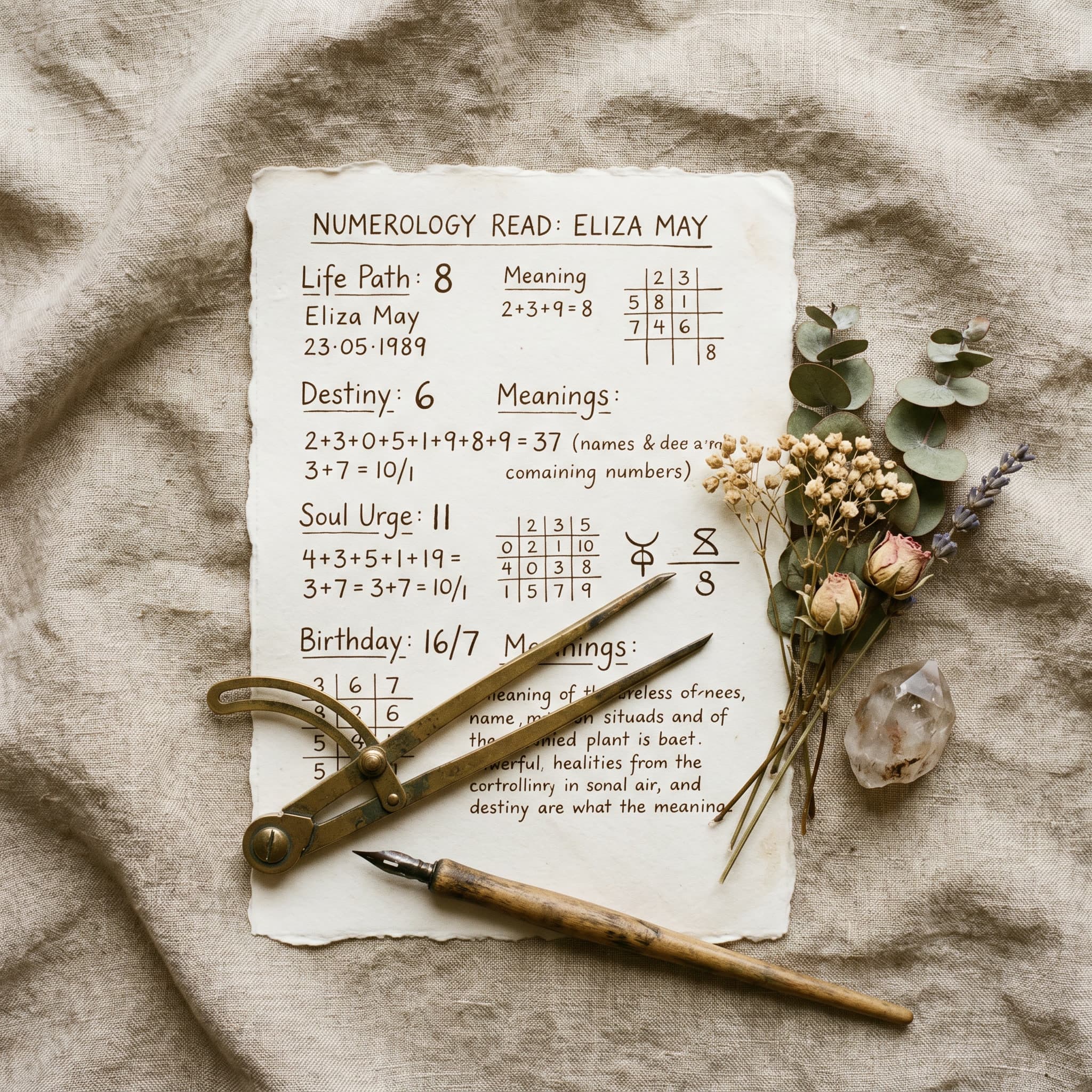 Numerology chart calculations